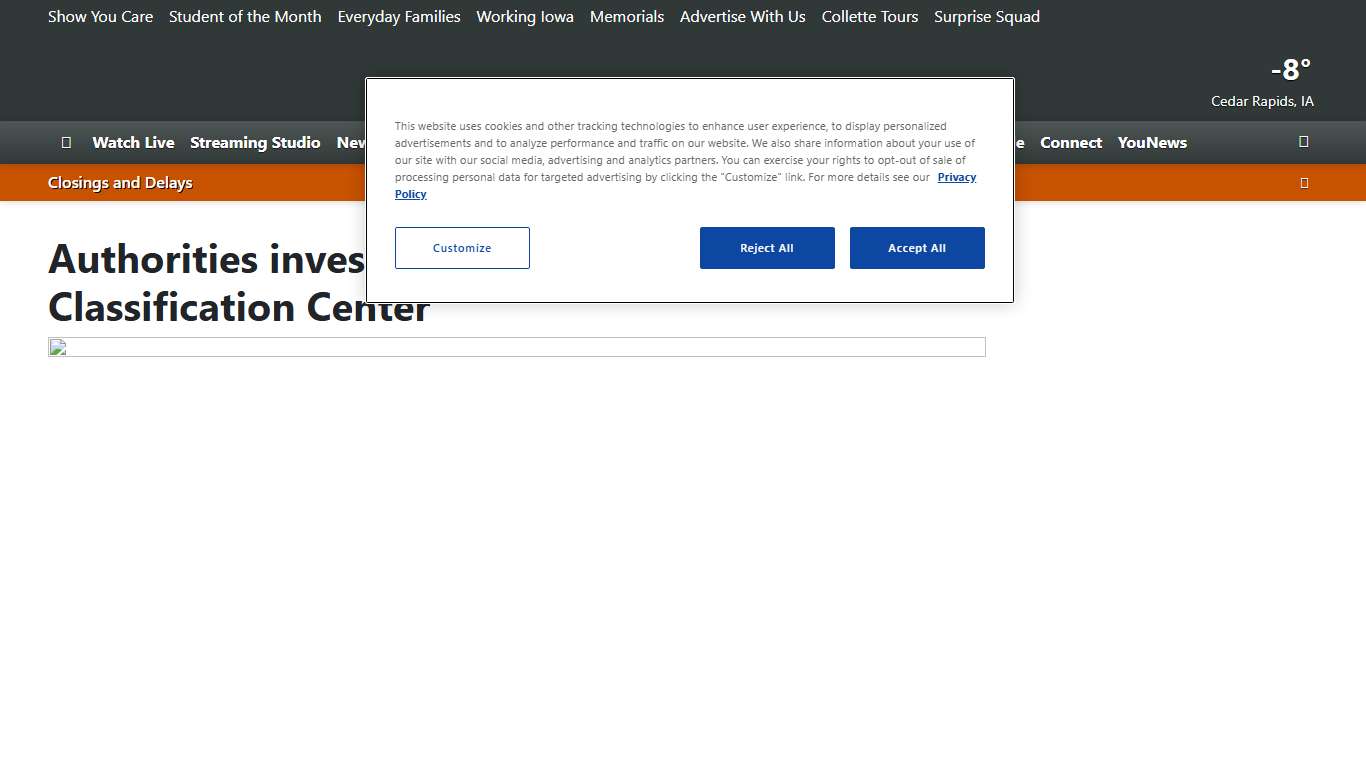 Authorities investigate Iowa Medical and Classification Center